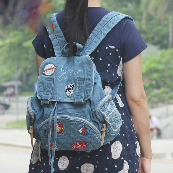 Denim backpack shop new look