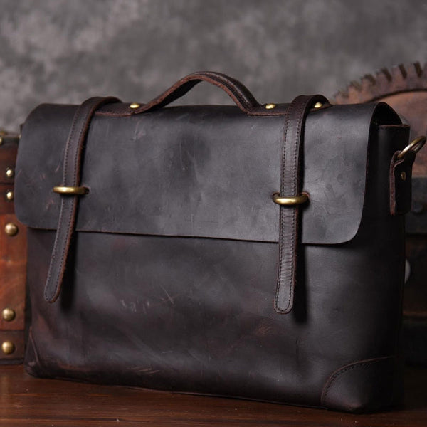 Handmade Leather Mens Cool Messenger Bag Briefcase Work Bag Business B –  iwalletsmen