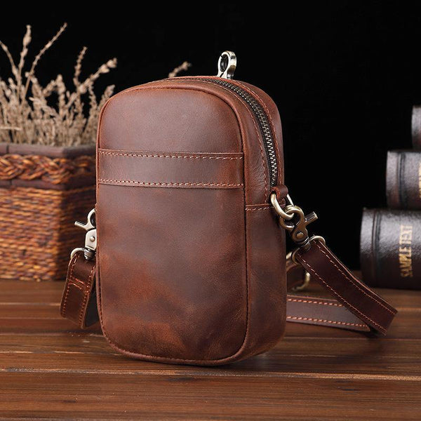 Casual Brown Leather Belt Pouch Mini Messenger Bag Men s Small Side Ba iwalletsmen