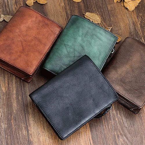 Handmade Mens Cool billfold Leather Wallet Men Small Wallets