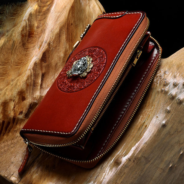 Handmade Leather Chinese Lion Mens Chain Biker Wallet Cool Leather Wal –  iwalletsmen