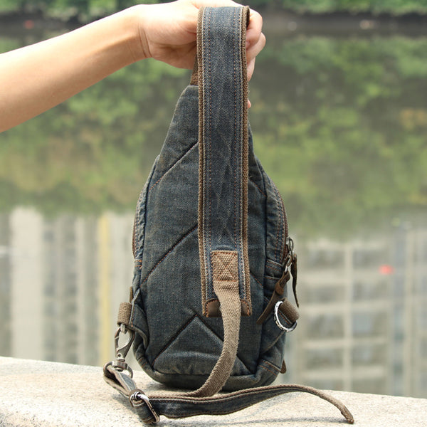 Fashion Denim Blue Mens Small Sling Bag Chest Bags Blue Fashion Denim –  iwalletsmen