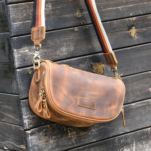 Vintage Leather Mens 8' Brown Saddle Side Bag Messenger Bag Small Post –  iwalletsmen