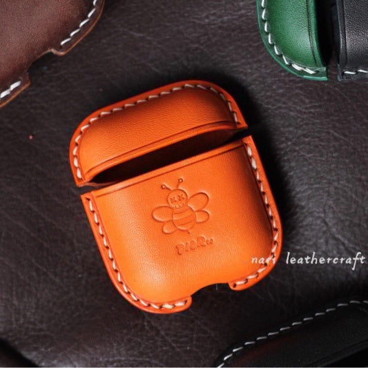 AirPods Leather Case- Grain Orange - The Personal Print