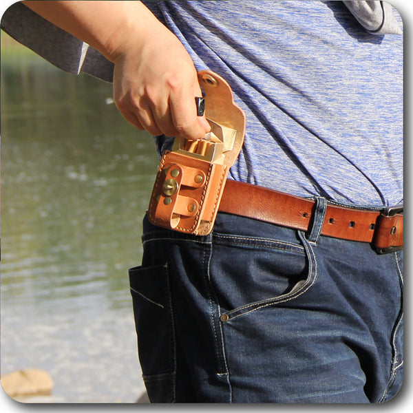 Leather Mens Cigarette Cases with Belt Loop Cell Phone Holster