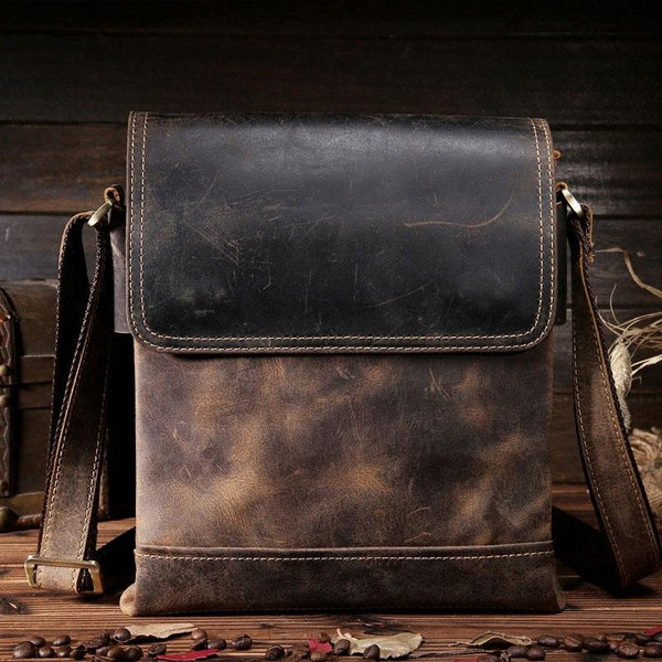 Man Bag in Genuine Leather - Small Messenger Bag with Shoulder