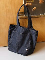 Women Blue Denim Shopper Tote Bag