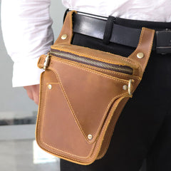 fanny pack leather Tan Men's Leather Belt Bag Leather Waist Bag Mens Belt Bag Belt Pouch For Men