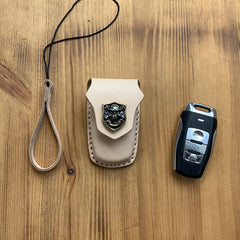 Beige Leather Haval Car Key Fob Cover Handmade Haval H7 Leather Case For Key Fob with Belt Clip