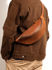 brown fanny pack Brown Cool Leather Mens Fanny Pack Hip Pack Bum Pack Waist Pack Bag For Men