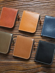 front pocket id wallet Handmade Leather Wallet with Zipper Mens Slim Leather Wallet Front Pocket Mens Wallet