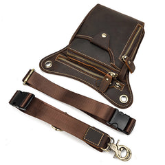 leg purse holster​ Motorcycle Thigh Bag Brown Biker Leg Bag Leather Men's Belt Pouch Drop Leg Bags