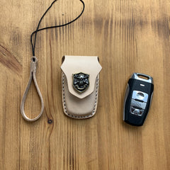 Beige Leather Haval Car Key Fob Cover Handmade Haval H6H2H7 Leather Case For Key Fob with Belt Clip