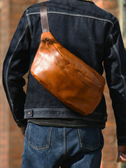 Large Leather Waist Bag Style Sling Bag