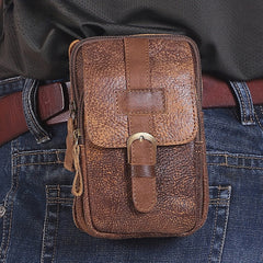 Leather Men's Cell Phone Holster Flap Leather Belt Pouch Leather Belt Bag For Men 