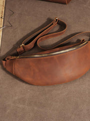 crossbody sling Brown Cool Leather Mens Fanny Pack Hip Pack Bum Pack Waist Pack Bag For Men