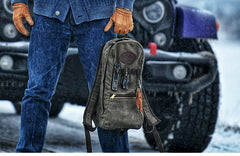 Slim Waxed Hiking Canvas Backpack Slim Canvas Mens Waterproof Backpack for Men