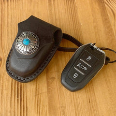 Leather Citroen DS Fob Cover Handmade Citroën DS Leather Case For Key Fob with Belt Clip - iwalletsmen