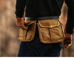 Khaki Canvas Mens Tools Waist Pouches Canvas Tools Pouches Belt for Men