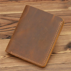 vertical bifold wallets for men Brown Leather Mens Slim Bifold Wallet Small Wallets Vertical Billfold Wallet Front Pocket Wallet for Men