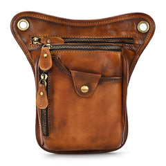 bag with leg strap​ Motorcycle Thigh Bag Brown Biker Leg Bag Leather Men's Belt Pouch Drop Leg Bags