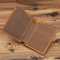 men's vertical wallet Brown Leather Mens Slim Bifold Wallet Small Wallets Vertical Billfold Wallet Front Pocket Wallet for Men