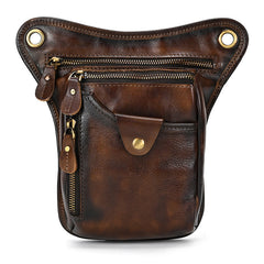 hip bag with leg strap​ Motorcycle Thigh Bag Brown Biker Leg Bag Leather Men's Belt Pouch Drop Leg Bags