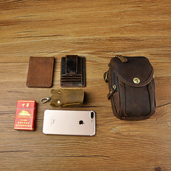 Leather Belt Pouch leather belt phone holster​ Mens Small Crossbody Bag Cell Phone Belt Holster Mens Leather Belt Bag