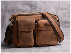 mens brown leather messenger bag Brown Leather Messenger Bag Men's Brown  Crossbody Bag Small Brown Messenger Bag