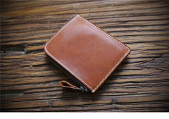 front pocket billfold wallet​ Handmade Leather Wallet with Zipper Mens Slim Leather Wallet Front Pocket Mens Wallet