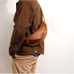 waist pack shoulder bag Brown Cool Leather Mens Fanny Pack Hip Pack Bum Pack Waist Pack Bag For Men