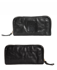 Black Mens Leather Clutch Wallet Zip Around Wallet Black Leather Wallet Clutch for Men Leather Zip Wallet