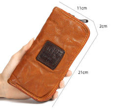 Brown Mens Leather Clutch Wallet Zip Around Wallet Leather Wallet Clutch for Men Brown Leather Zip Wallet