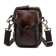 Leather Belt Pouch mens leather belt bag​ Mens Small Crossbody Bag Cell Phone Belt Holster Mens Leather Belt Bag