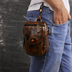 Leather Belt Pouch Mens Small Crossbody Bag Cell Phone Belt Holster Mens Leather Belt Bag