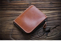 thin front pocket wallet Handmade Leather Wallet with Zipper Mens Slim Leather Wallet Front Pocket Mens Wallet