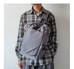 Nylon Gray Large Sling Bag For Men