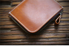 slim front pocket wallets for men Handmade Leather Wallet with Zipper Mens Slim Leather Wallet Front Pocket Mens Wallet