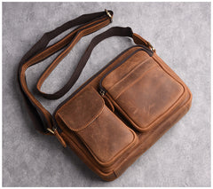 brown messenger bag for men Brown Leather Messenger Bag Men's Brown  Crossbody Bag Small Brown Messenger Bag