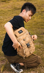 Khaki army style carrier bag Tactical Sling Bag For Men Canvas Military Backpack For Men Military Rucksack