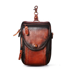 Leather Belt Pouch Mens leather crossbody belt bag​ Small Crossbody Bag Cell Phone Belt Holster Mens Leather Belt Bag