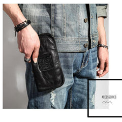 Mens Leather Clutch Wallet Zip Around Wallet Leather Wallet Clutch for Men Black Leather Zip Wallet