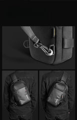 single strap backpack Black 14‘’ Laptop Large Sling Bag For Big Men