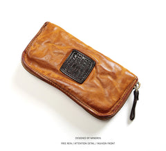 Mens Brown Leather Clutch Wallet Zip Around Wallet Leather Wallet Clutch for Men Leather Zip Wallet