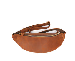 fashionable waist bag​ Brown Cool Leather Mens Fanny Pack Hip Pack Bum Pack Waist Pack Bag For Men