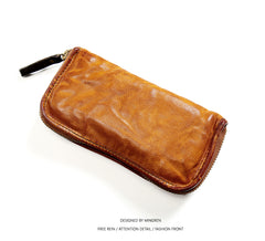 Mens Leather Clutch Wallet Zip Around Wallet Brown Leather Wallet Clutch for Men Leather Zip Wallet