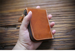 mens slim front pocket wallet Handmade Brown Leather Wallet with Zipper Mens Slim Leather Wallet Front Pocket Mens Wallet