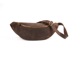 best fanny pack for men​ Brown Cool Leather Mens Fanny Pack Hip Pack Bum Pack Waist Pack Bag For Men