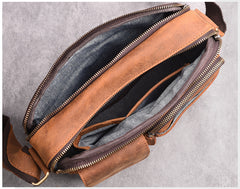 Brown Leather Messenger Bag Men's Brown  Crossbody Bag Small Brown Messenger Bag brown men's messenger bag