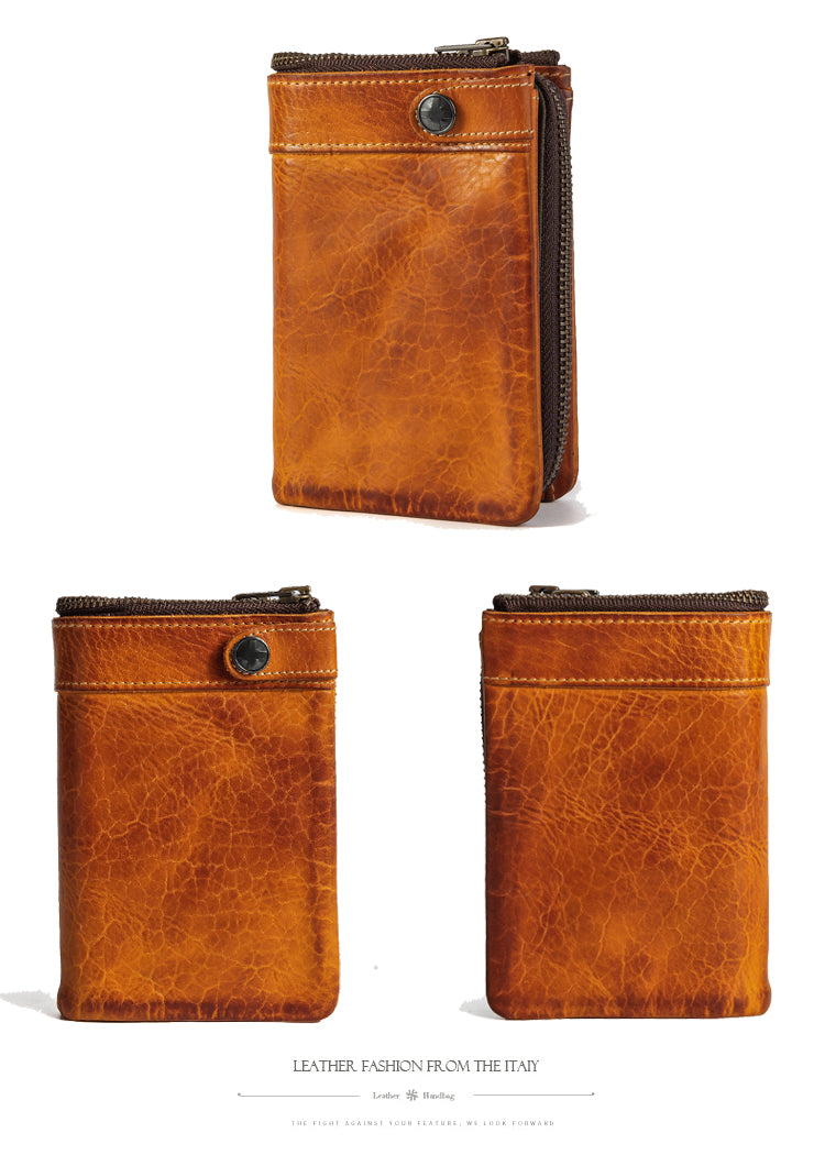 mens brown leather wallet Brown Leather Wallet Vertical Bifold Wallet Men's Vertical Wallet With Detachable Card Holder